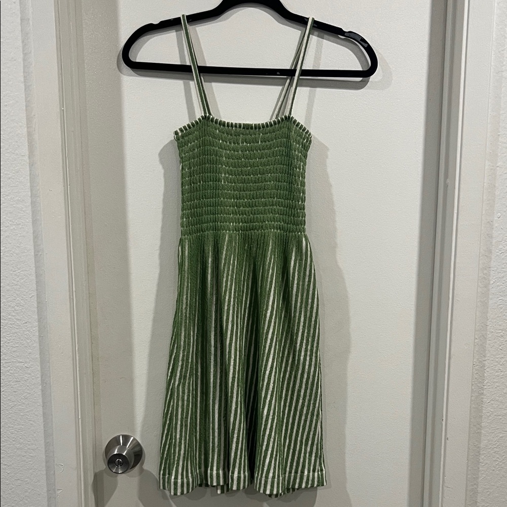 Zara Green Striped Kids Casual Dress